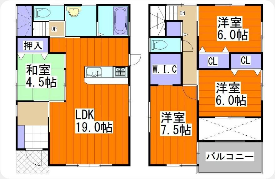 Floor plan. 34,800,000 yen, 4LDK, Land area 138.33 sq m , Building area 104.34 sq m