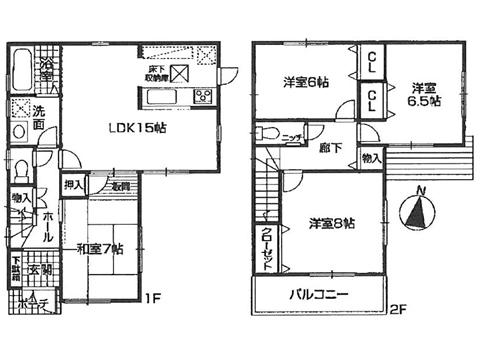 Floor plan. 24,800,000 yen, 4LDK, Land area 135.6 sq m , Building area 98.01 sq m