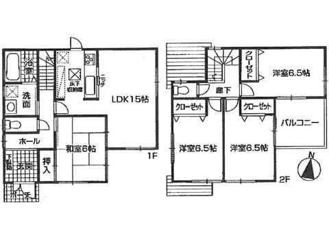 Floor plan. 24,800,000 yen, 4LDK, Land area 135.66 sq m , Building area 96.39 sq m