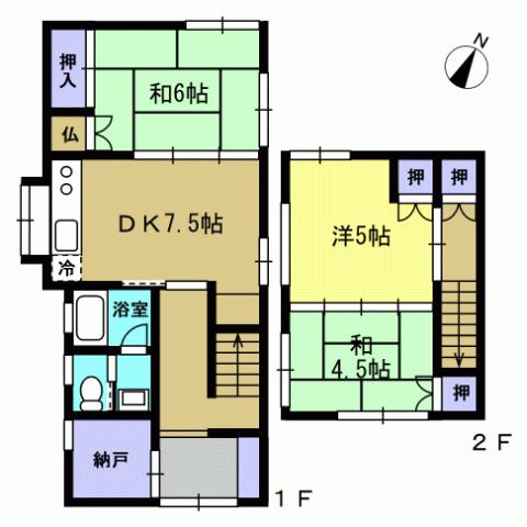 Floor plan. 13.8 million yen, 3DK + S (storeroom), Land area 81.64 sq m , Building area 65.84 sq m 3DK + S