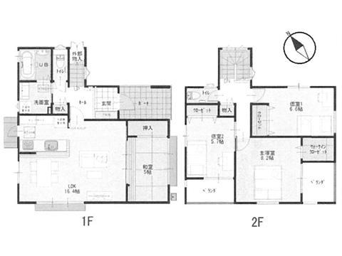 Floor plan. 33,800,000 yen, 4LDK, Land area 128.64 sq m , Building area 103.07 sq m