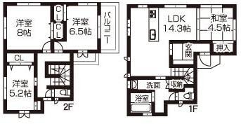 Floor plan. 26,800,000 yen, 4LDK, Land area 103.07 sq m , Building area 97.71 sq m    4LDK