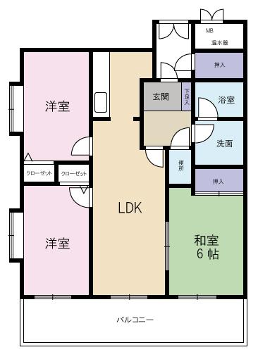 Floor plan. 3LDK, Price 12.9 million yen, Footprint 68.2 sq m