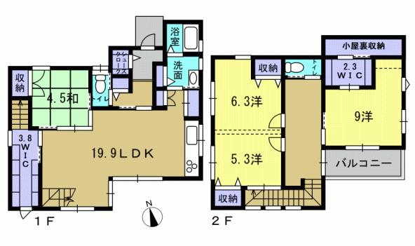 Floor plan. 38,800,000 yen, 4LDK, Land area 169.51 sq m , Building area 122.55 sq m 4LDK