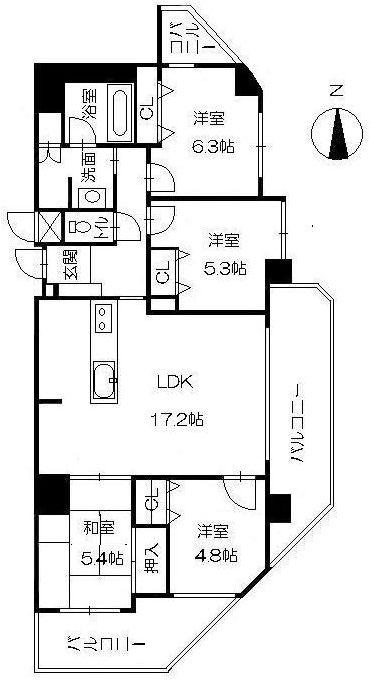 Floor plan. 4LDK, Price 21.9 million yen, Occupied area 85.61 sq m , Balcony area 23.23 sq m