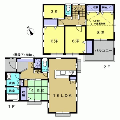 Floor plan. 31,800,000 yen, 4LDK + S (storeroom), Land area 148.08 sq m , Building area 106.81 sq m 4LDK