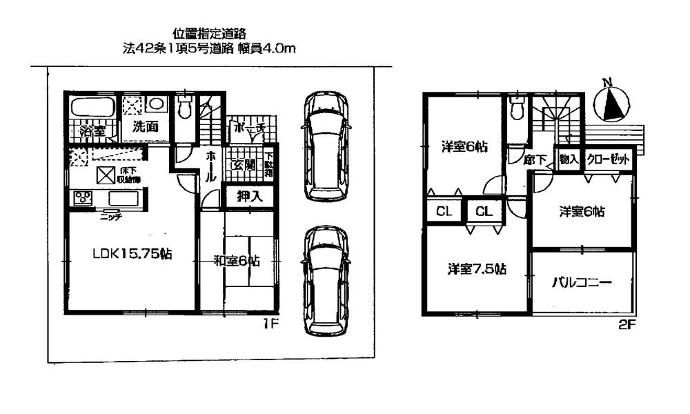 Floor plan. 28.8 million yen, 4LDK, Land area 113.87 sq m , Building area 95.58 sq m   Parking: Two Allowed