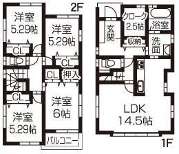 Floor plan. 35,800,000 yen, 4LDK, Land area 118.4 sq m , Building area 97.7 sq m   All-electric housing