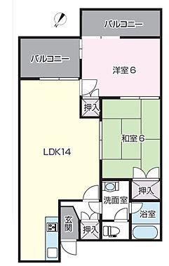 Floor plan. 2LDK, Price 4.9 million yen, Occupied area 54.01 sq m , Balcony area 8.23 ​​sq m floor plan