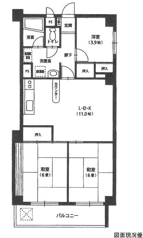 Floor plan. 3LDK, Price 6.9 million yen, Occupied area 59.76 sq m , Balcony area 6.48 sq m