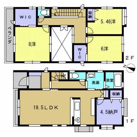 Floor plan. 31,800,000 yen, 4LDK, Land area 124.87 sq m , Building area 106.82 sq m 4LDK
