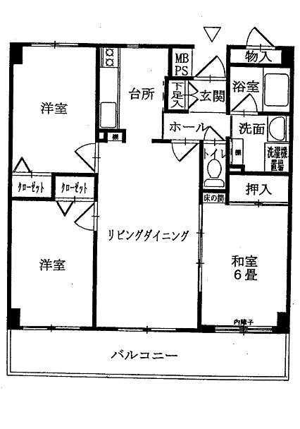 Floor plan. 3LDK, Price 16.5 million yen, Occupied area 65.85 sq m , Balcony area 10 sq m