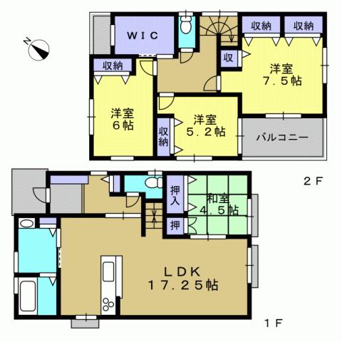 Floor plan. 30,800,000 yen, 4LDK, Land area 132.26 sq m , Building area 107.64 sq m 4LDK