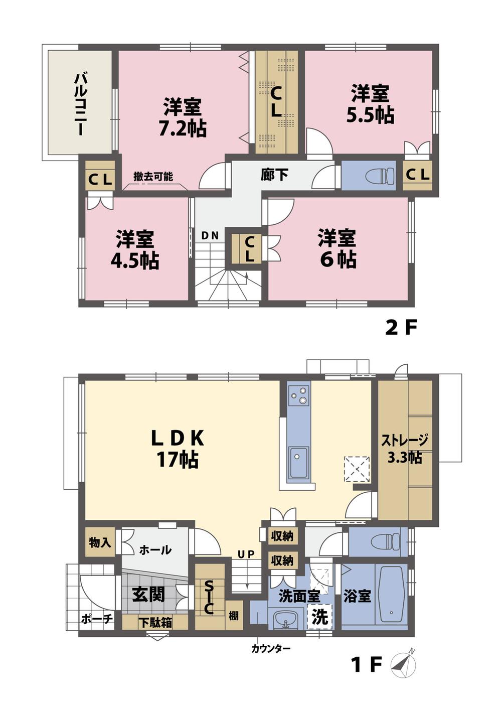 Floor plan. (No.2), Price 29,980,000 yen, 4LDK, Land area 128.27 sq m , Building area 102.61 sq m