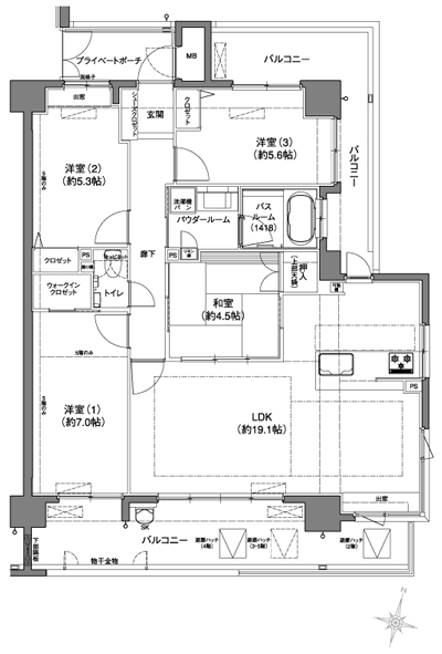 Floor: 4LDK, occupied area: 86.25 sq m, Price: 32.6 million yen