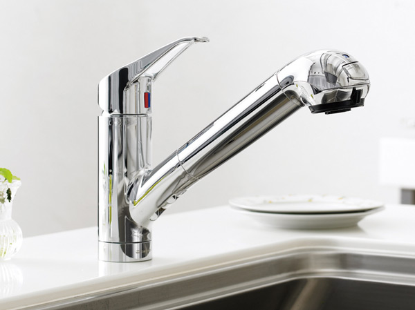 Kitchen.  [Water purifier integrated faucet] Temperature in the lever handle ・ You can adjust the amount of water. Switching is also one button of a water purification and tap water.  ※ Water purifier cartridge will separately be any agreement. (Same specifications)