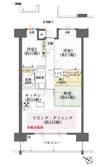 Floor: 3LDK, occupied area: 74.53 sq m, Price: 37,580,000 yen