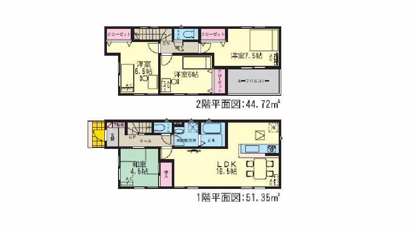Floor plan. 25,500,000 yen, 4LDK, Land area 128.12 sq m , Building area 96.07 sq m