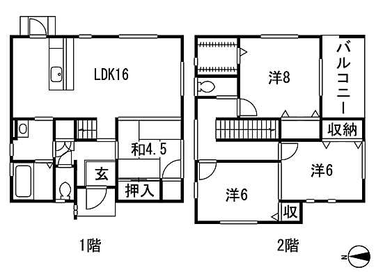 Floor plan. 25,800,000 yen, 4LDK, Land area 126.11 sq m , Building area 102.38 sq m 4LDK