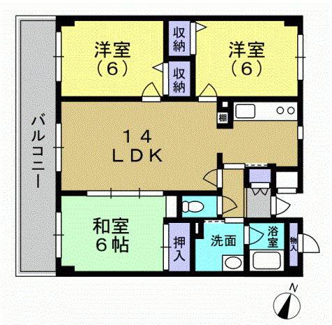 Floor plan. 3LDK, Price 16.5 million yen, Occupied area 65.85 sq m , Balcony area 19.91 sq m 3LDK