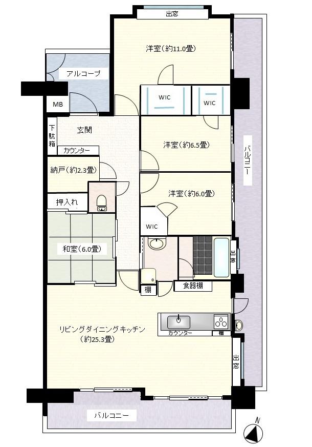 Floor plan. 4LDK, Price 41,800,000 yen, Footprint 123.95 sq m , Balcony area 37.57 sq m