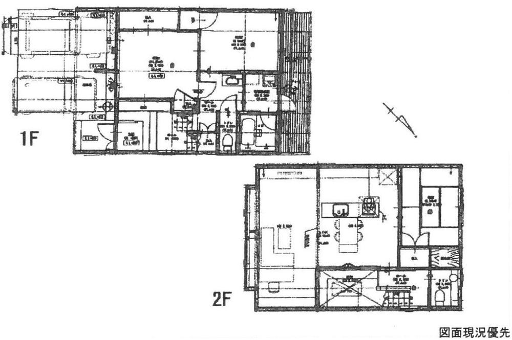 Floor plan. 36.5 million yen, 3LDK, Land area 127.47 sq m , Building area 104.33 sq m 1F Western-style 6.8 Pledge Western-style 6 Pledge bathroom toilet 2F LDK20.5 Pledge Japanese-style room 6 tatami toilet