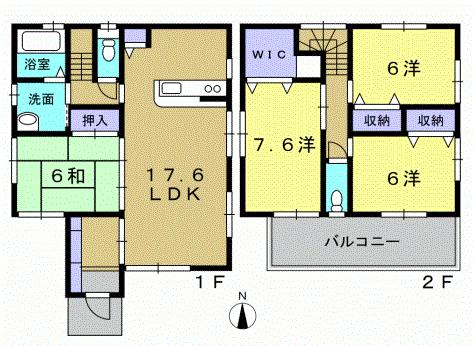 Floor plan. 23,680,000 yen, 4LDK, Land area 154.36 sq m , Building area 110.54 sq m 4LDK