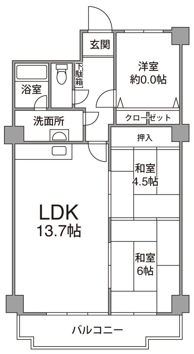 Floor plan. 3LDK, Price 5.8 million yen, Occupied area 64.05 sq m , Balcony area 12.31 sq m