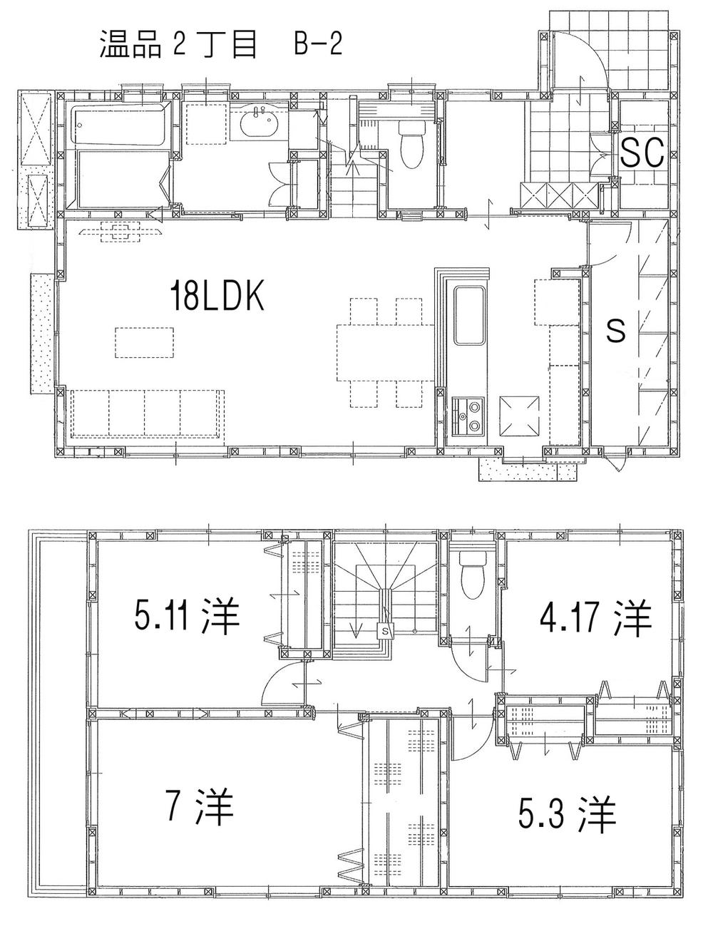 Floor plan. (B-2), Price 31,980,000 yen, 4LDK+S, Land area 117.87 sq m , Building area 99.63 sq m