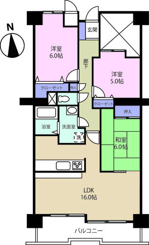 Floor plan. 3LDK, Price 14.5 million yen, Occupied area 88.44 sq m , Balcony area 11.21 sq m LDK16 Pledgeese-style room 6 quires, Western-style 6 Pledge, Western-style 5 Pledge