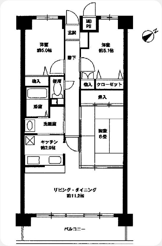 Floor plan. 3LDK, Price 12.8 million yen, Occupied area 68.45 sq m , Balcony area 14.98 sq m