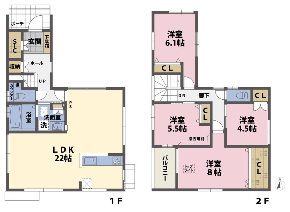 Floor plan. (No.1), Price 32,980,000 yen, 4LDK, Land area 109.1 sq m , Building area 105.97 sq m