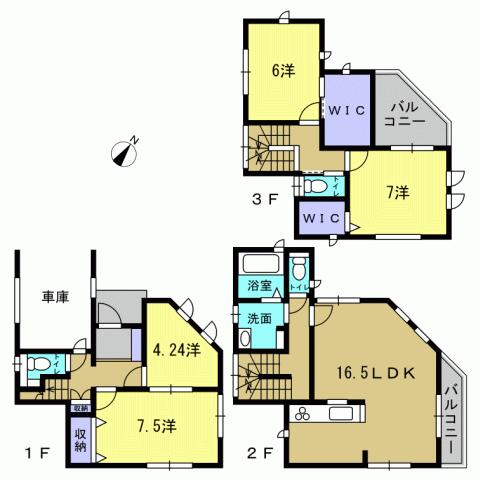 Floor plan. 43,800,000 yen, 4LDK, Land area 85.24 sq m , Building area 116.64 sq m 4LDK