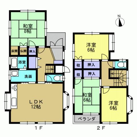 Floor plan. 12.5 million yen, 4LDK, Land area 119.88 sq m , Building area 95.22 sq m 4LDK