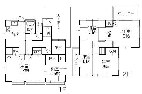 Floor plan. 9,880,000 yen, 6DK, Land area 168 sq m , Building area 126.69 sq m floor plan