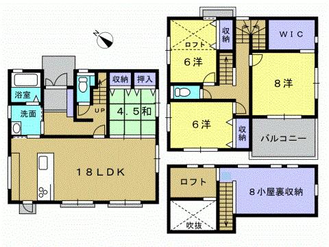 Floor plan. 24,800,000 yen, 4LDK, Land area 253.69 sq m , Building area 114.4 sq m 4LDK