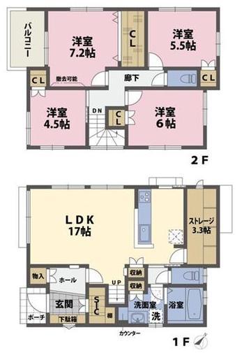 Floor plan. 29,980,000 yen, 4LDK, Land area 128.27 sq m , Building area 102.61 sq m