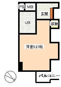 Floor plan. Price 3.5 million yen, Occupied area 14.51 sq m , Balcony area 0.9 sq m