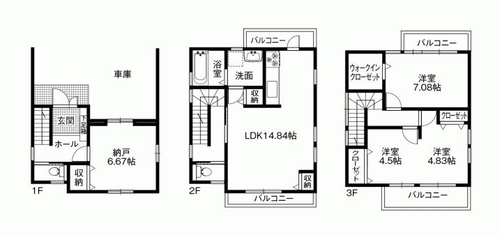 Floor plan. 38,500,000 yen, 3LDK + S (storeroom), Land area 68.21 sq m , Building area 117.59 sq m