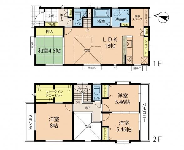 Floor plan. 32 million yen, 4LDK, Land area 124.91 sq m , Building area 105.98 sq m