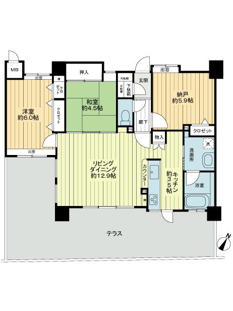 Floor plan. 2LDK + S (storeroom), Price 15.9 million yen, Occupied area 69.66 sq m floor plan