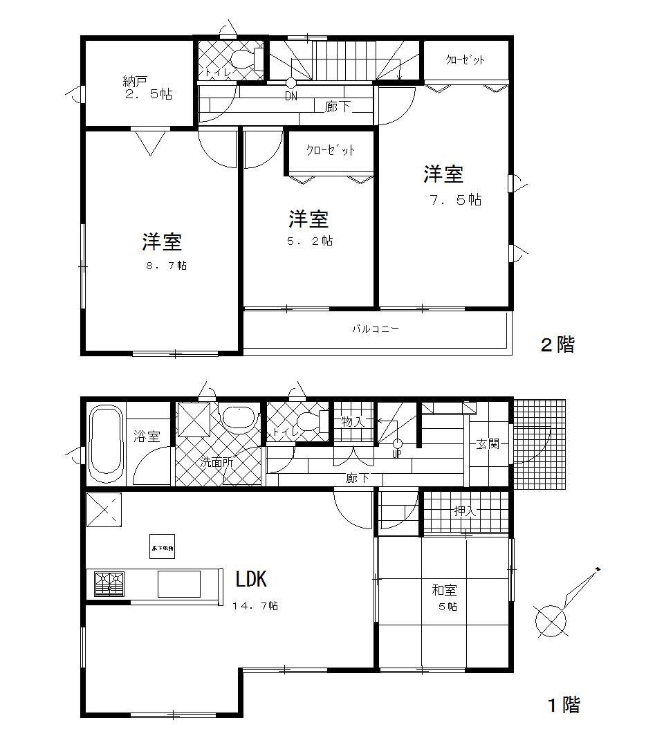 Floor plan. 26,800,000 yen, 4LDK, Land area 149.89 sq m , Building area 97.19 sq m
