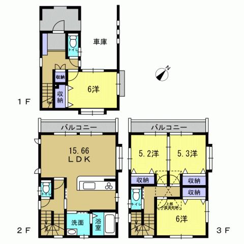 Floor plan. 38,800,000 yen, 4LDK, Land area 65.69 sq m , Building area 116.64 sq m 4LDK