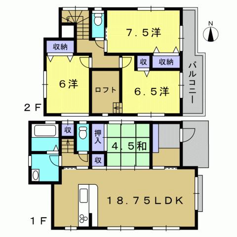 Floor plan. 31,800,000 yen, 4LDK, Land area 156.38 sq m , Building area 107.65 sq m 4LDK