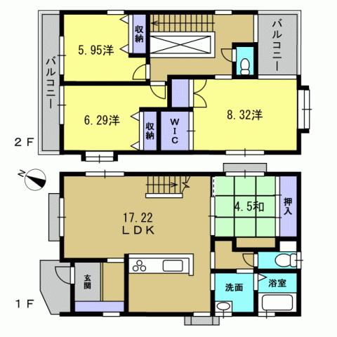 Floor plan. 31,800,000 yen, 4LDK, Land area 124.87 sq m , Building area 106.89 sq m 4LDK