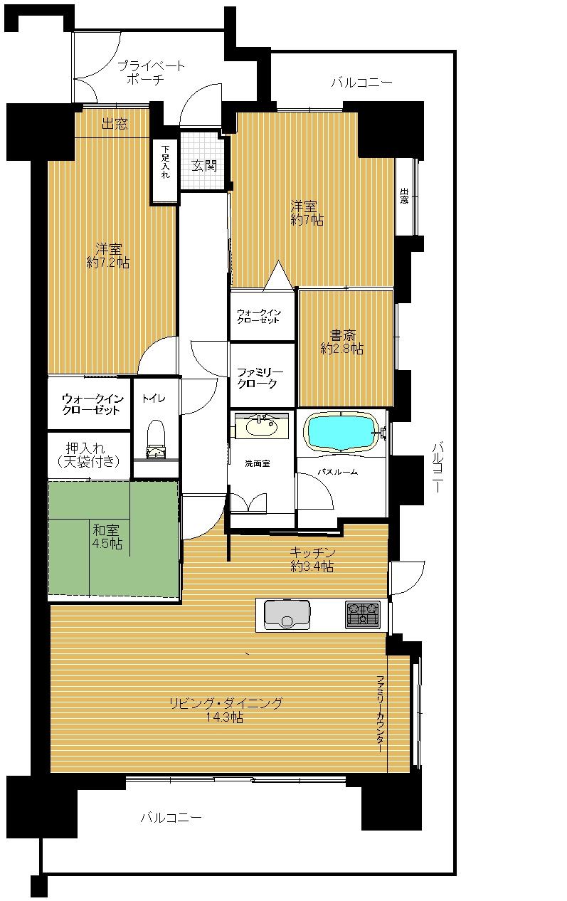 Floor plan. 3LDK + S (storeroom), Price 29,800,000 yen, Occupied area 84.51 sq m , Balcony area 35.19 sq m 3LDK + study special dwelling unit of! ! work ・ Freedom study the way to use the hobby! ! Hallway storage [Family cloak] Also a must