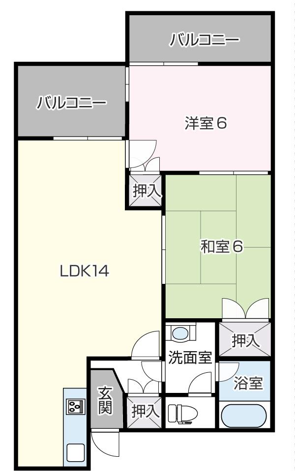 Floor plan. 2LDK, Price 4.9 million yen, Occupied area 69.29 sq m , Balcony area 5.23 sq m