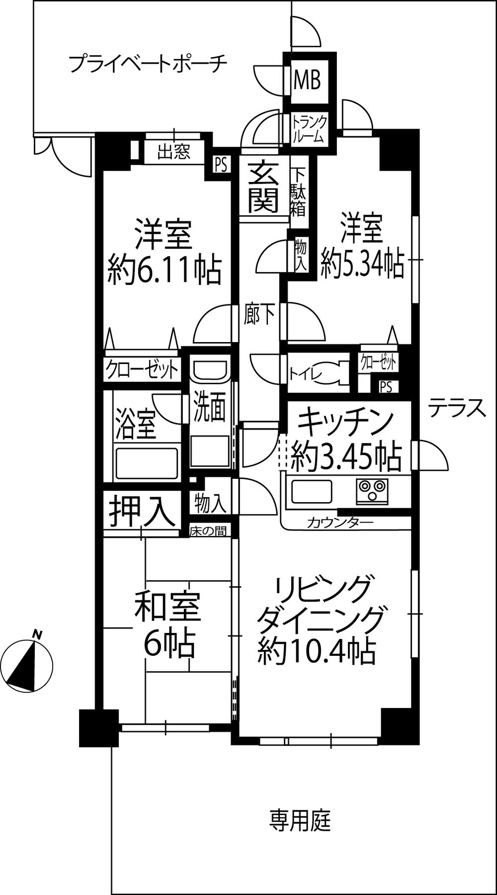 Floor plan. 3LDK, Price 16.8 million yen, Occupied area 69.73 sq m