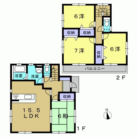 Floor plan. 24,300,000 yen, 4LDK, Land area 160.05 sq m , Building area 99.38 sq m 4LDK