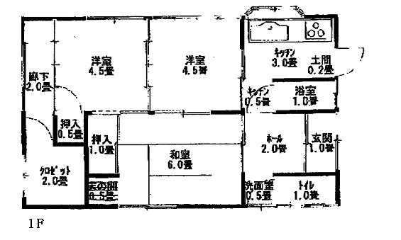 Floor plan. 5.95 million yen, 3K + S (storeroom), Land area 302.97 sq m , Building area 56.14 sq m 1F  3K 6 sum 4.5 Hiroshi 4.5 Hiroshi Storeroom